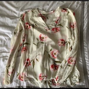 Cream floral blouse
